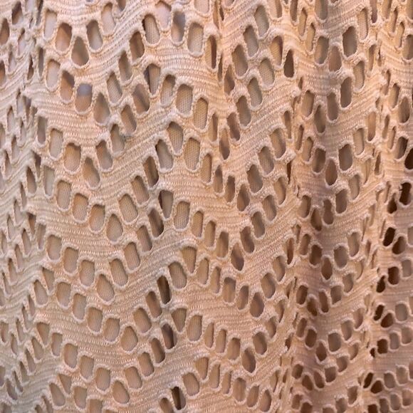 LIBERTY LOVE dusty rose pink‎ chevron lace crochet maxi dress woman’s size S - Picture 4 of 6